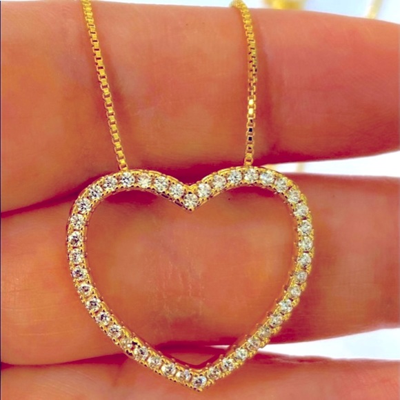 Open Heart Cubic Zirconia Necklace - Picture 4 of 10